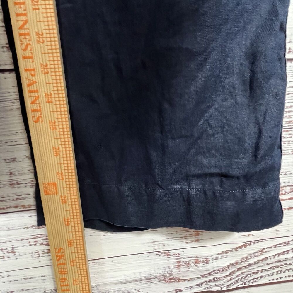 QUINCE 100% European Linen Pants L Drawstring Wide Leg Navy Blue Capsule Coastal - Picture 7 of 8